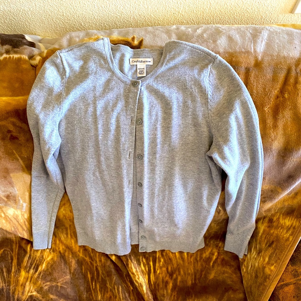 Croft & Barrow Light Gray Cardigan